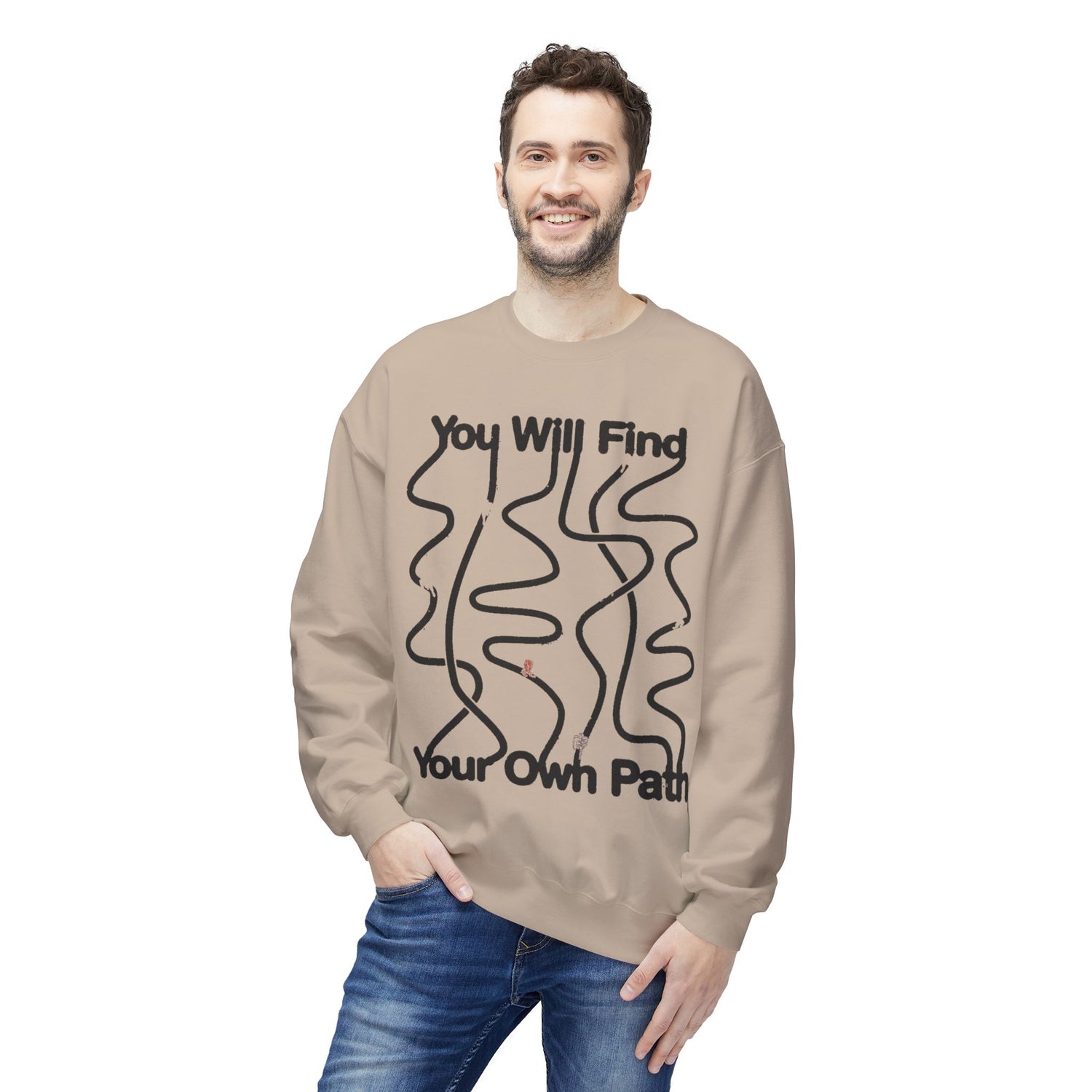 Inspirational Fleece Sweatshirt – Minimalist Crewneck for Self-Discovery and Positive Vibes - BarkandMeow