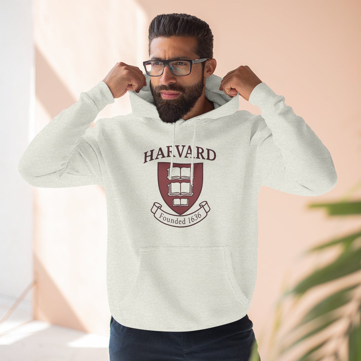 Harvard Three-Panel Fleece Hoodie | Cozy College Spirit Wear, University Apparel, Gift for Students, Alumni Sweatshirt, Campus Style - BarkandMeow