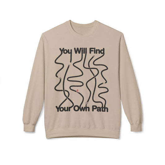 Inspirational Fleece Sweatshirt – Minimalist Crewneck for Self-Discovery and Positive Vibes - BarkandMeow